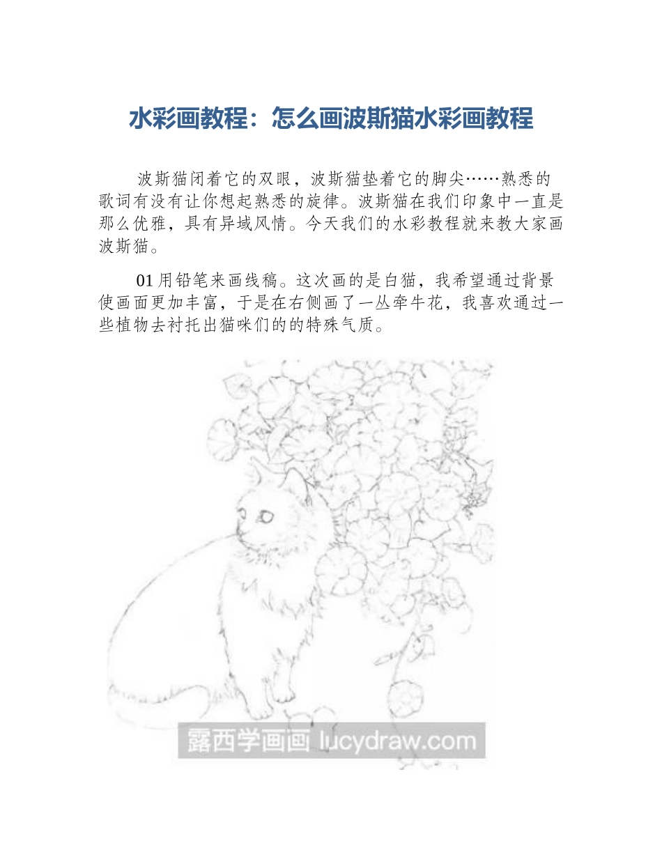 水彩画教程：怎么画波斯猫水彩画教程_第1页