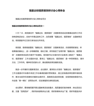 强基达标提质增效研讨会心得体会 