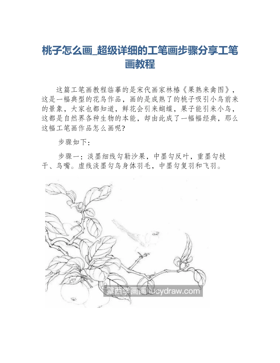 桃子怎么画_超级详细的工笔画步骤分享工笔画教程_第1页
