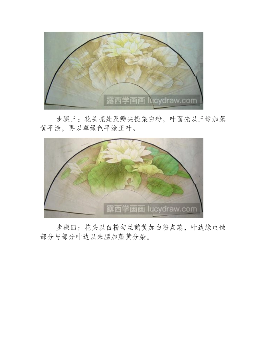 扇面花鸟睡莲的工笔画法工笔画教程_第2页