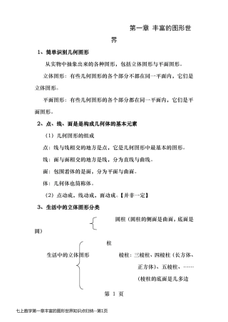七上数学第一章丰富的图形世界知识点归纳