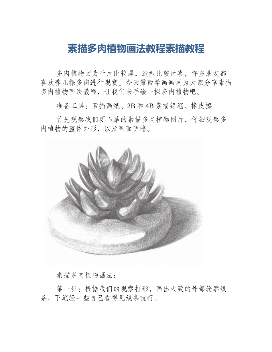 素描多肉植物画法教程素描教程_第1页
