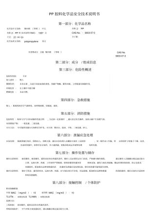MSDS-PP聚丙烯