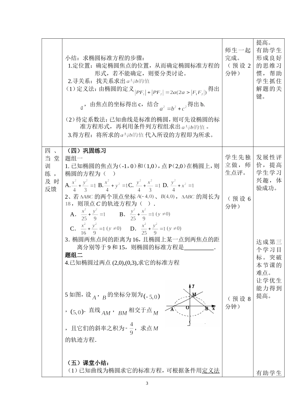 椭圆及其标准方程（第二课时）说课_第3页