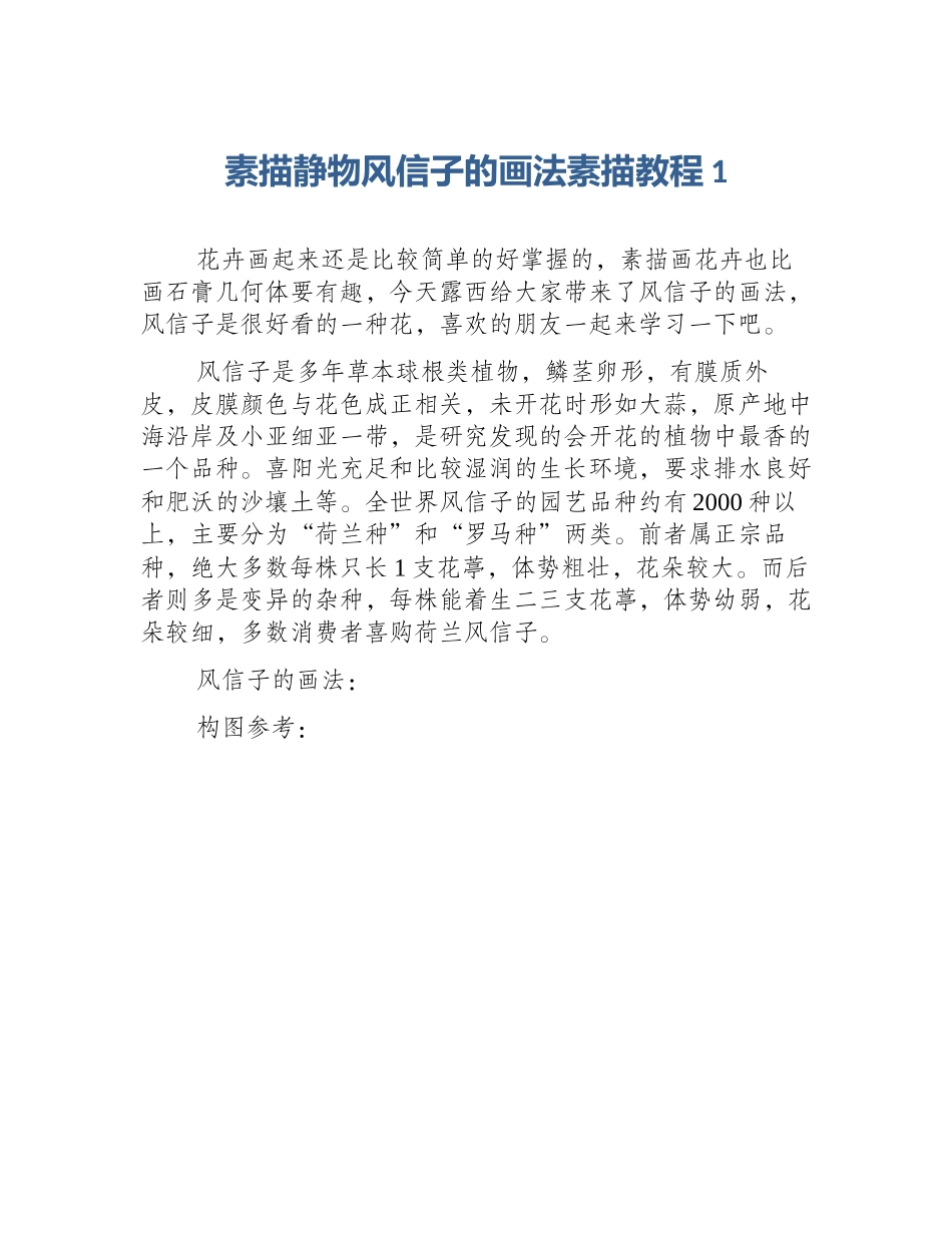 素描静物风信子的画法素描教程1_第1页