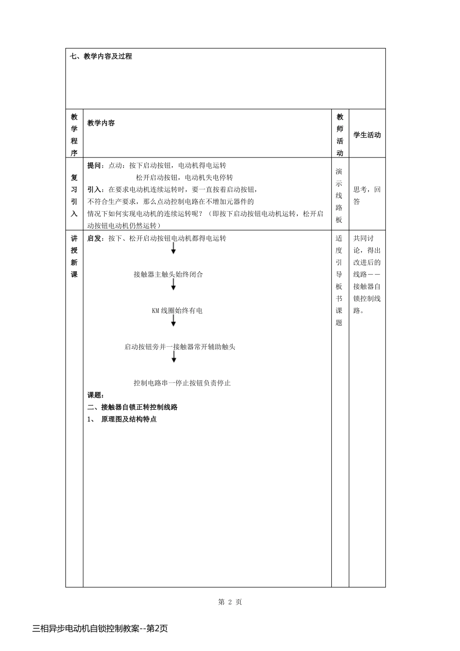 三相异步电动机自锁控制教案_第2页