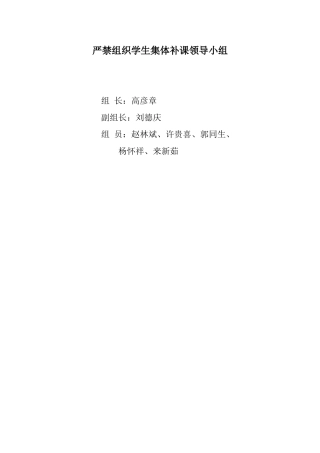 严禁组织学生集体补课领导小组
