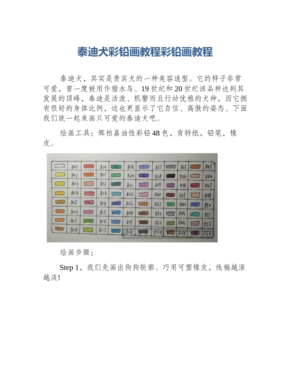 泰迪犬彩铅画教程彩铅画教程_第1页