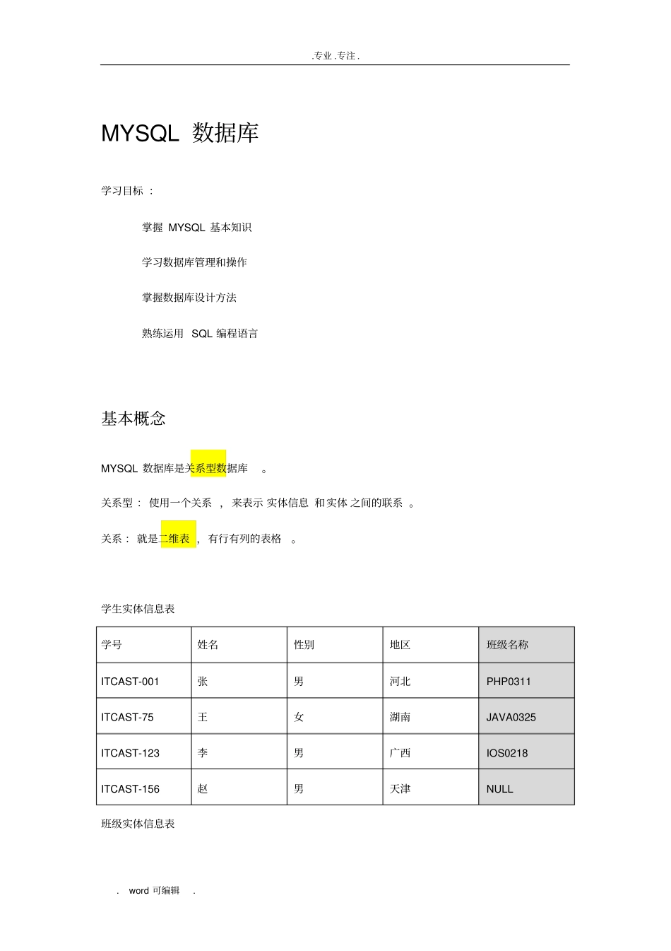 MYSQL数据库基本操作详细教程_第1页