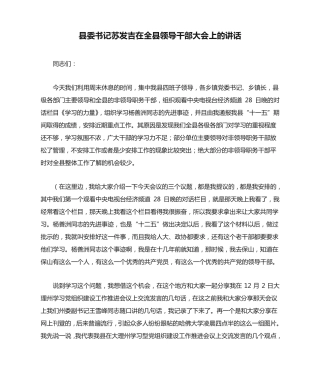 县委书记苏发吉在全县领导干部大会上的讲话 