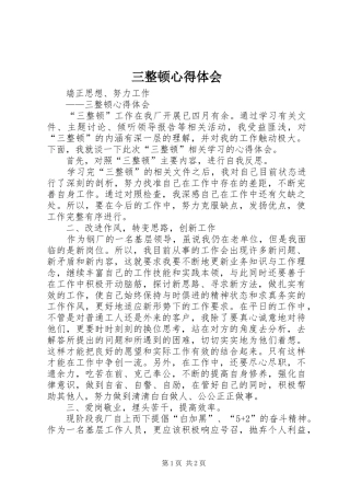 三整顿心得体会