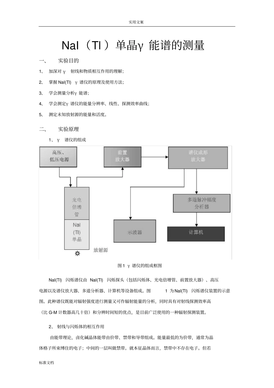 NaITl单晶γ能谱地测量_第1页
