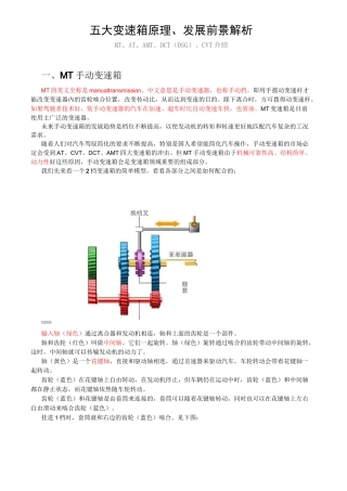 MT、AT、AMT、DCT(DSG)、CVT变速箱原理介绍