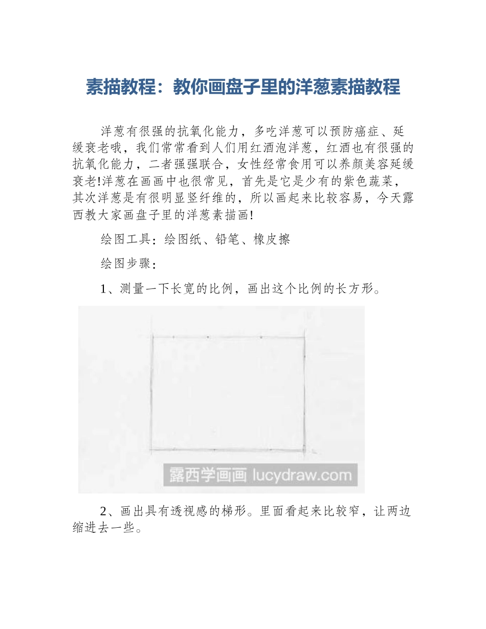 素描教程：教你画盘子里的洋葱素描教程_第1页