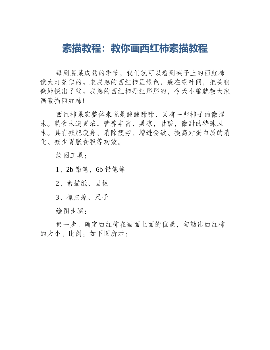 素描教程：教你画西红柿素描教程_第1页