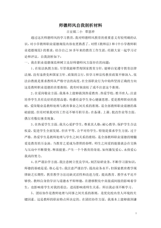 师德师风自我剖析材料