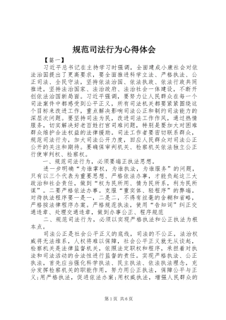 规范司法行为心得体会