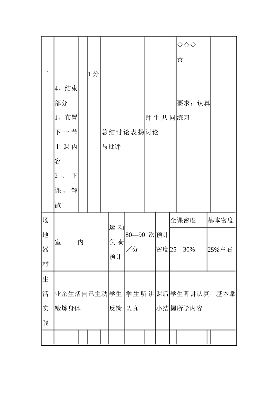 一年级下册体育课教案_第3页