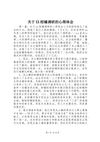 关于XX柑橘调研的心得体会