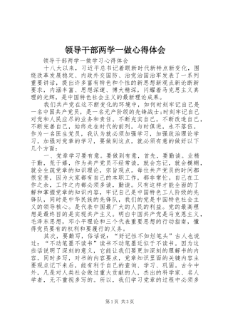 领导干部两学一做心得体会