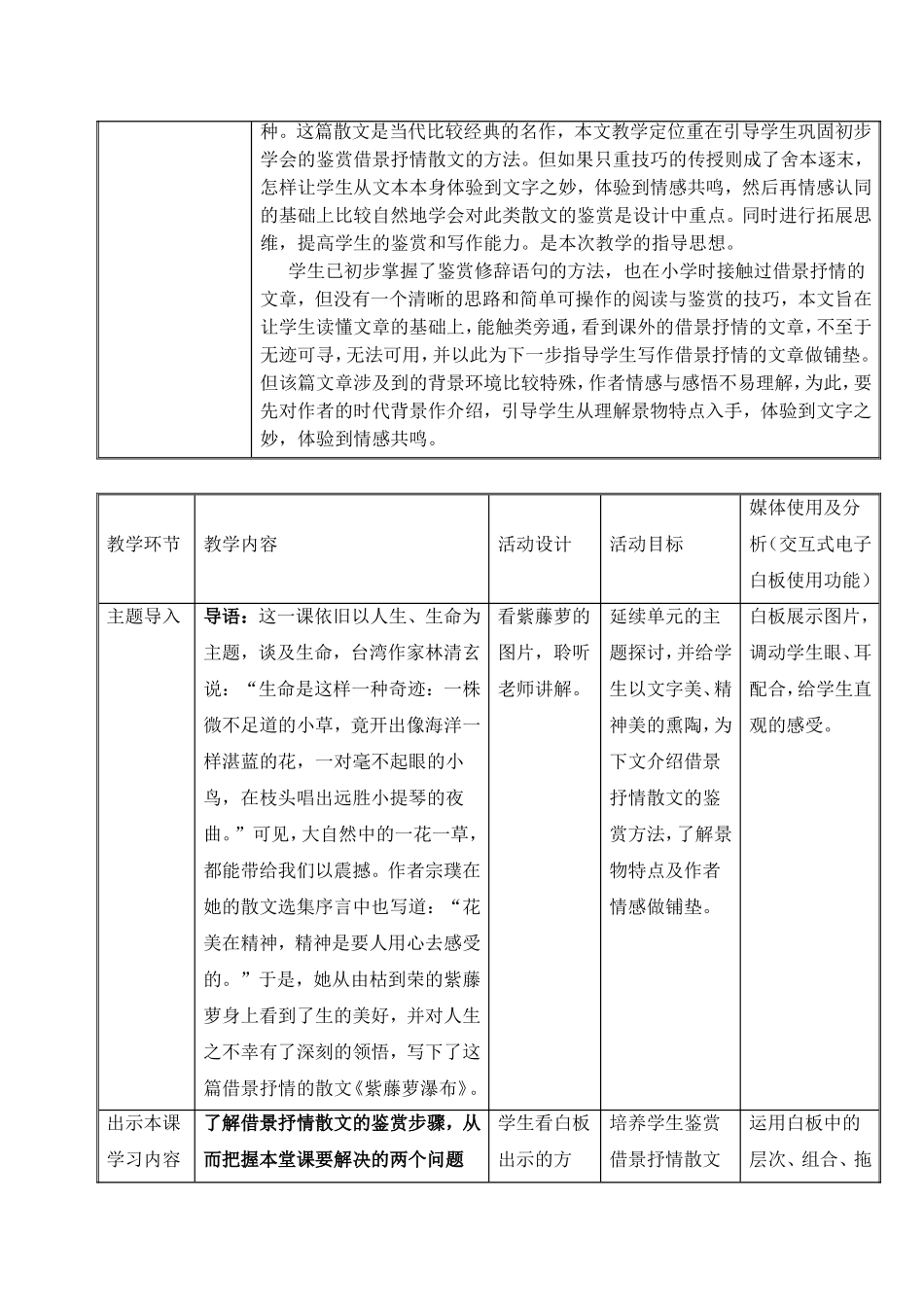 教学设计(《紫藤萝瀑布》)_第2页