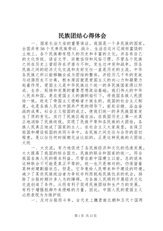民族团结心得体会