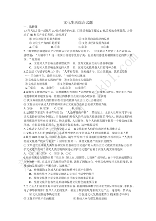 《文化生活》综合练习