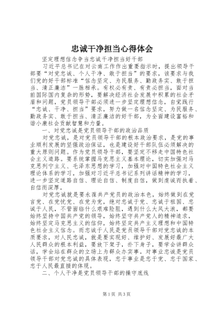 忠诚干净担当心得体会