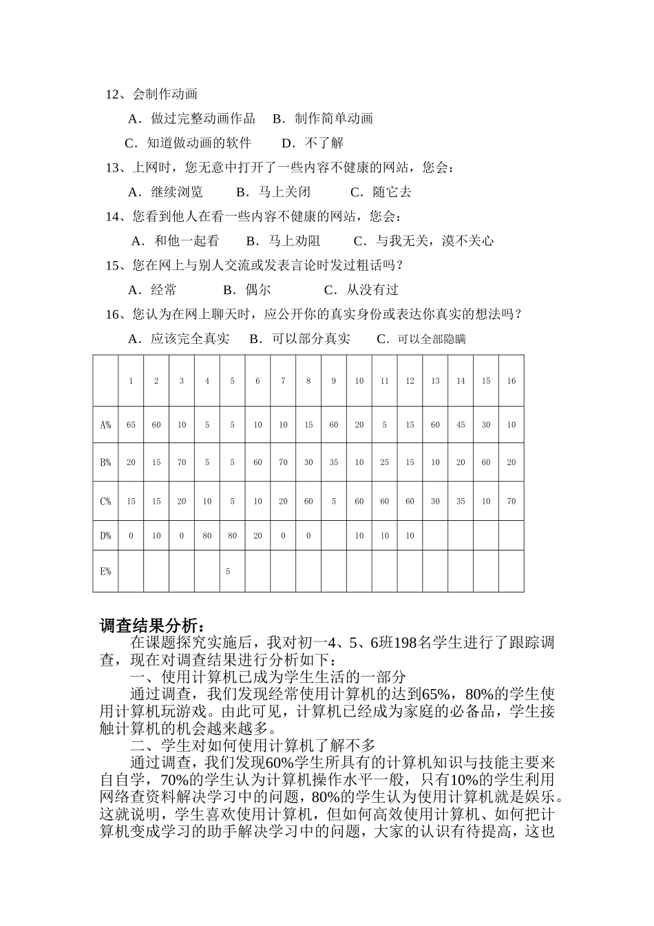 基于信息技术培养中学生信息素养的探索的调查问卷_第2页