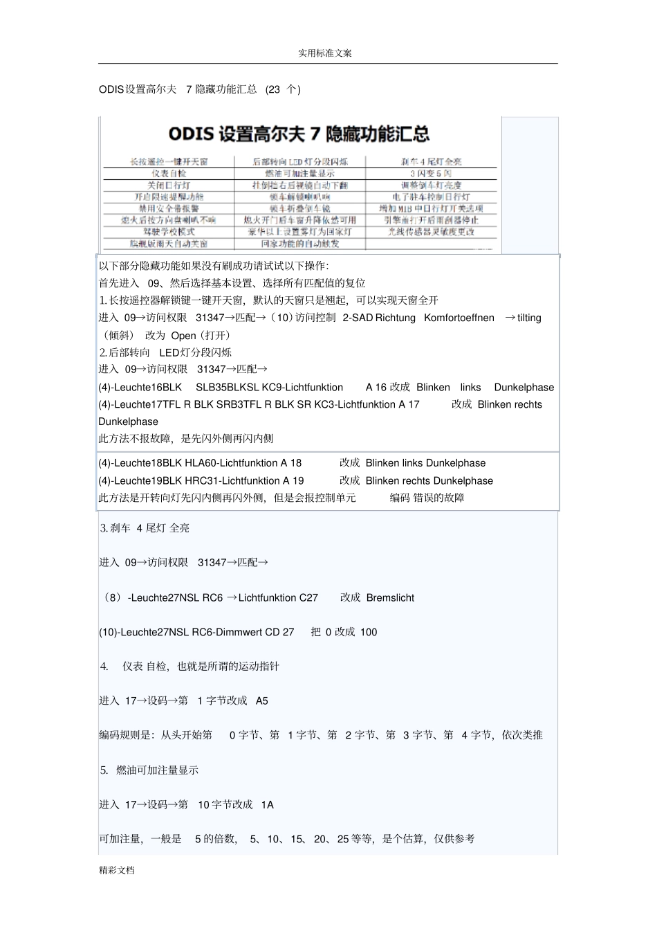 ODIS5054设置高尔夫7隐藏功能_第1页