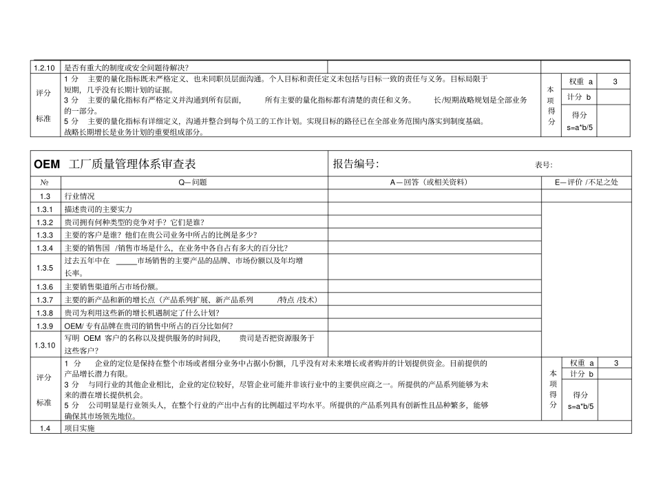 OEM工厂质量管理体系审查表_第2页