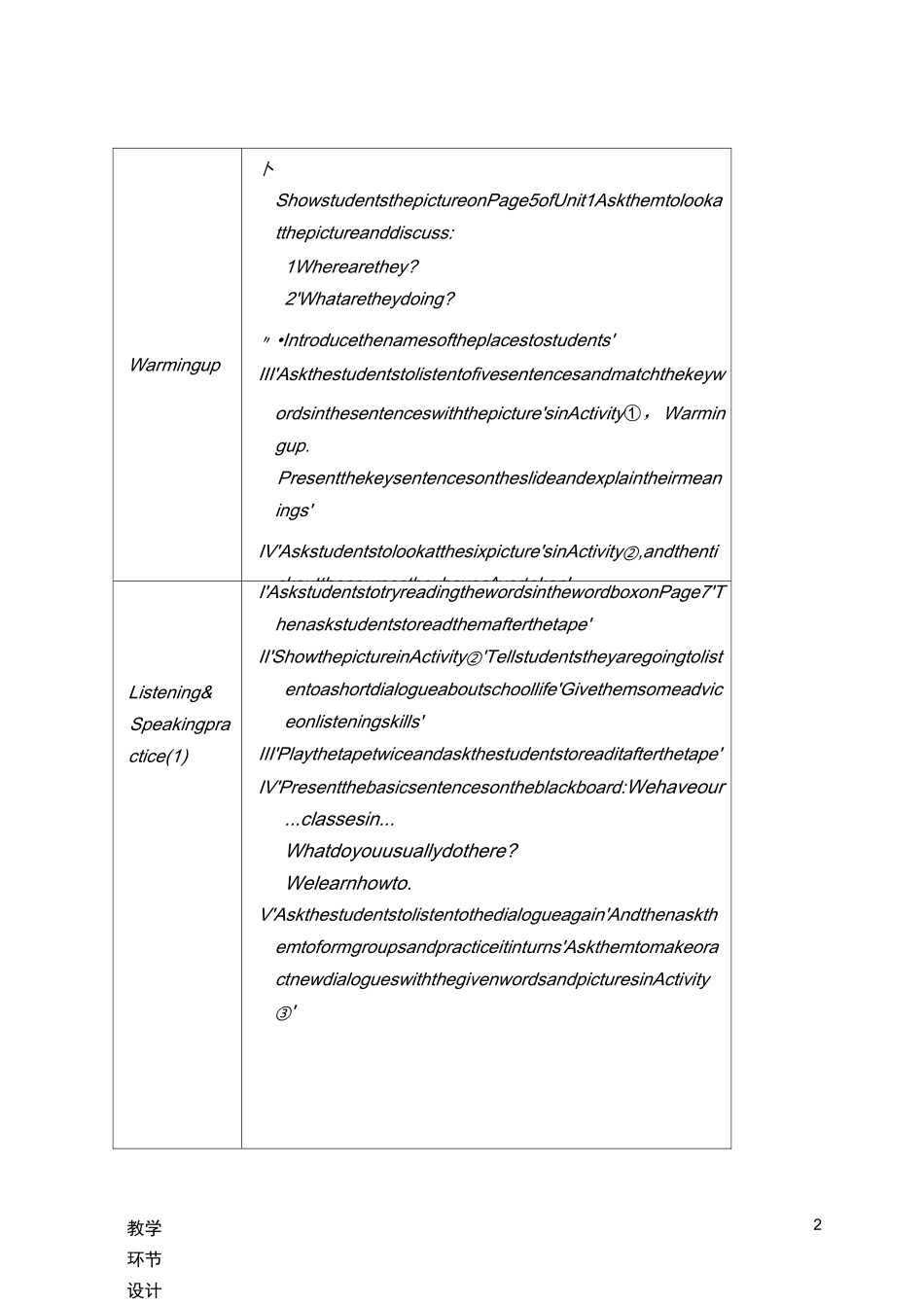 新技能英语(1)第一单元教案_第2页