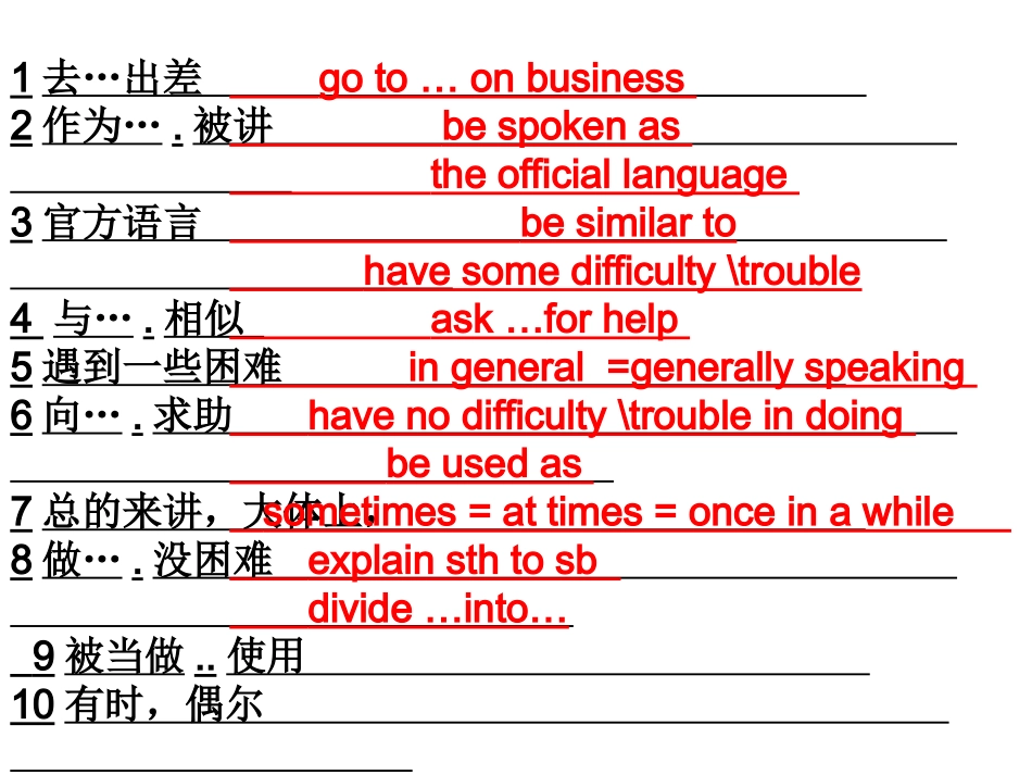 仁爱英语九年级上册unit3_phrases复习课件_第2页