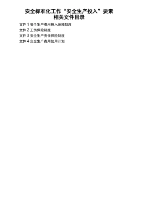安全生产标准化资料安全生产投入
