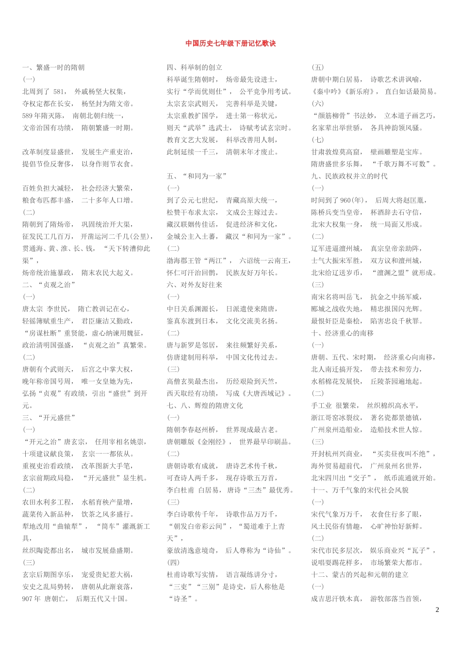 北师大借鉴版初中历史记忆歌诀_第2页