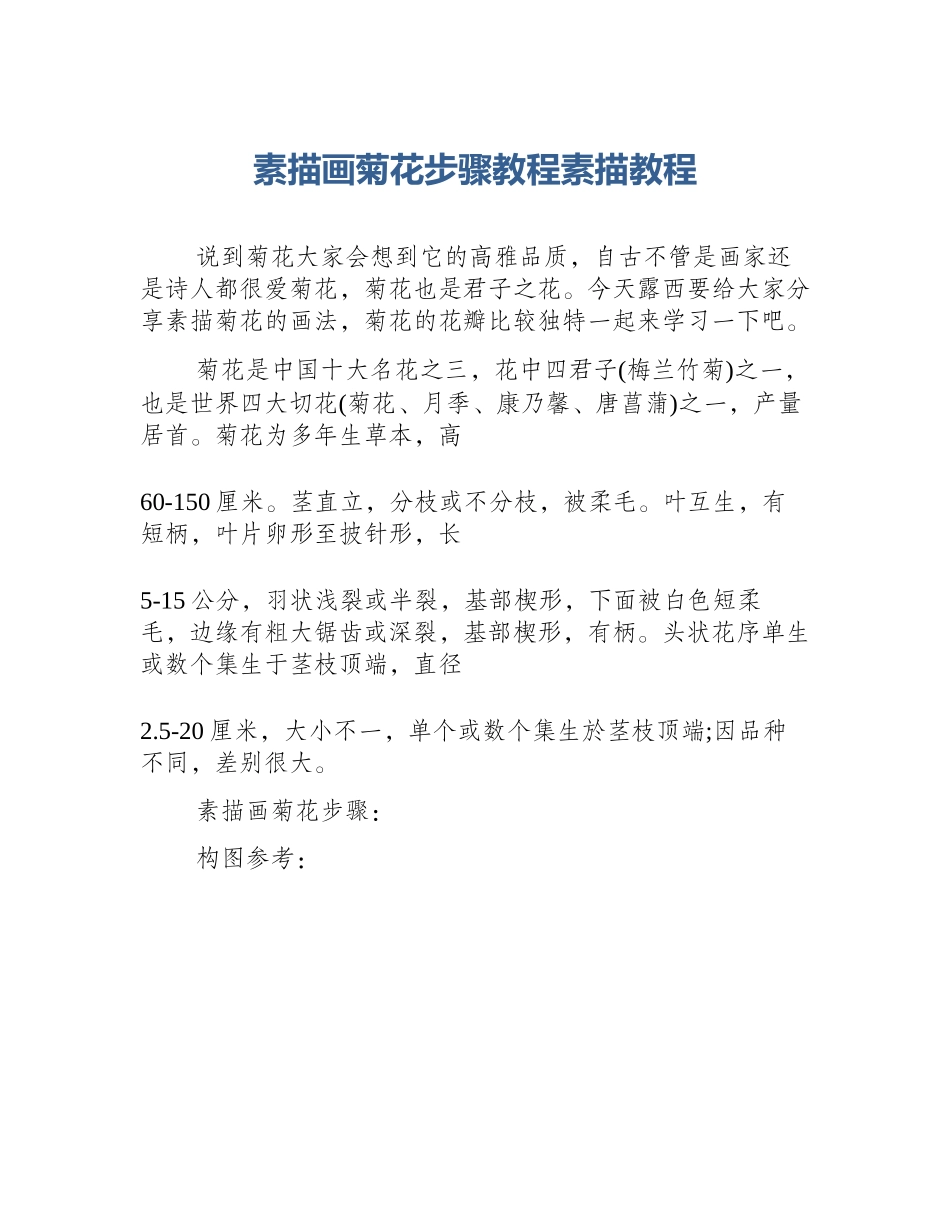 素描画菊花步骤教程素描教程_第1页