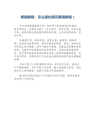 素描教程：怎么画杜鹃花素描教程1