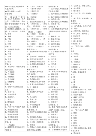 中医执业医师考试真题及答案