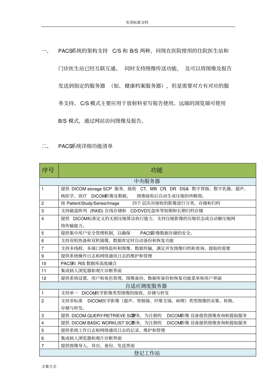PACS系统功能及全参数_第1页