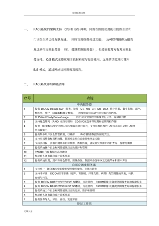 PACS系统功能及全参数