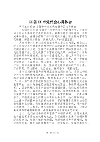 XX省XX市党代会心得体会