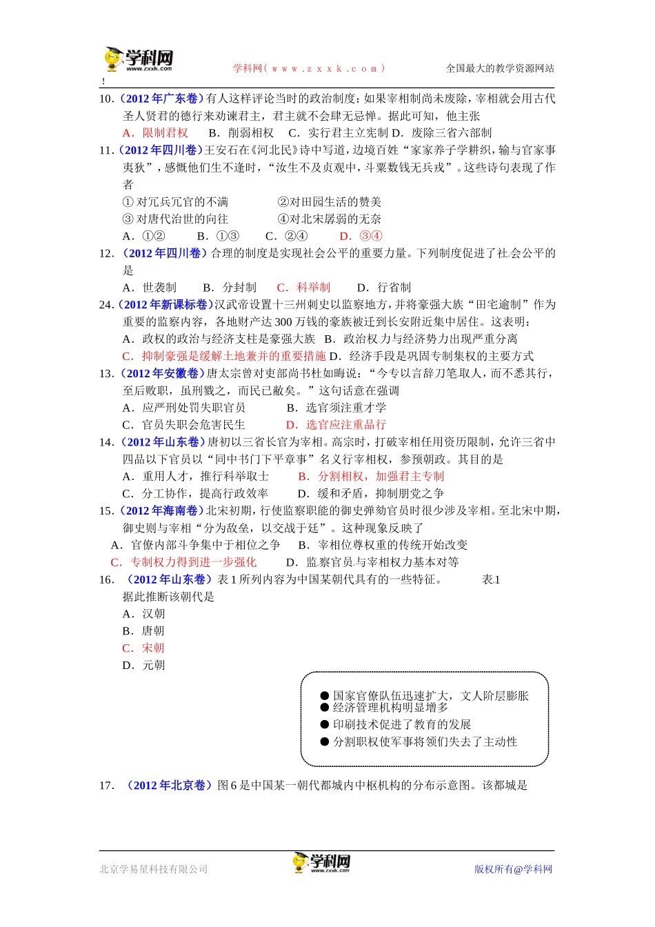 2012年高考历史选择题分章节汇编_第2页