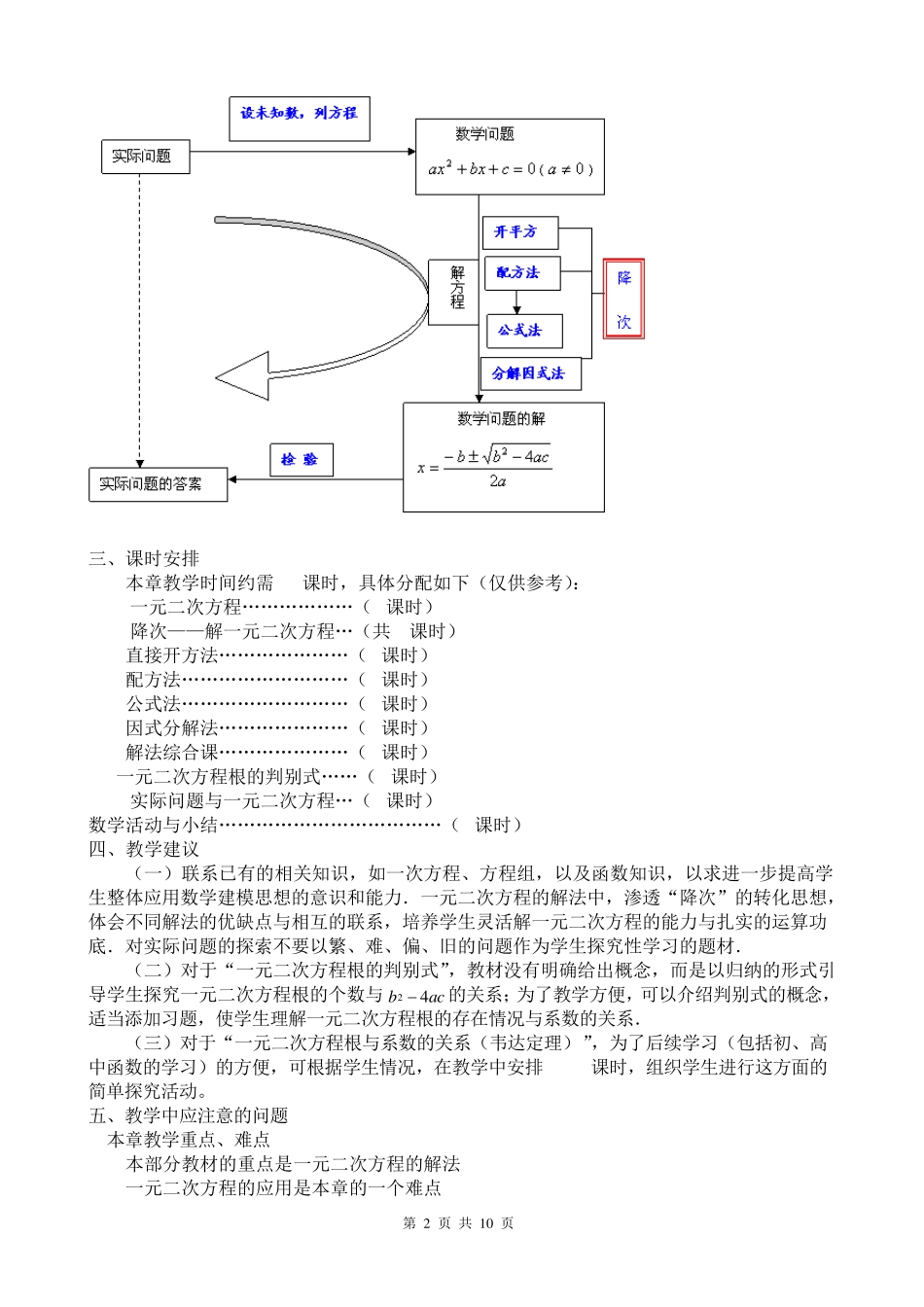 人教版数学九年级上册第二十一章 一元二次方程教材分析及相关练习_第2页