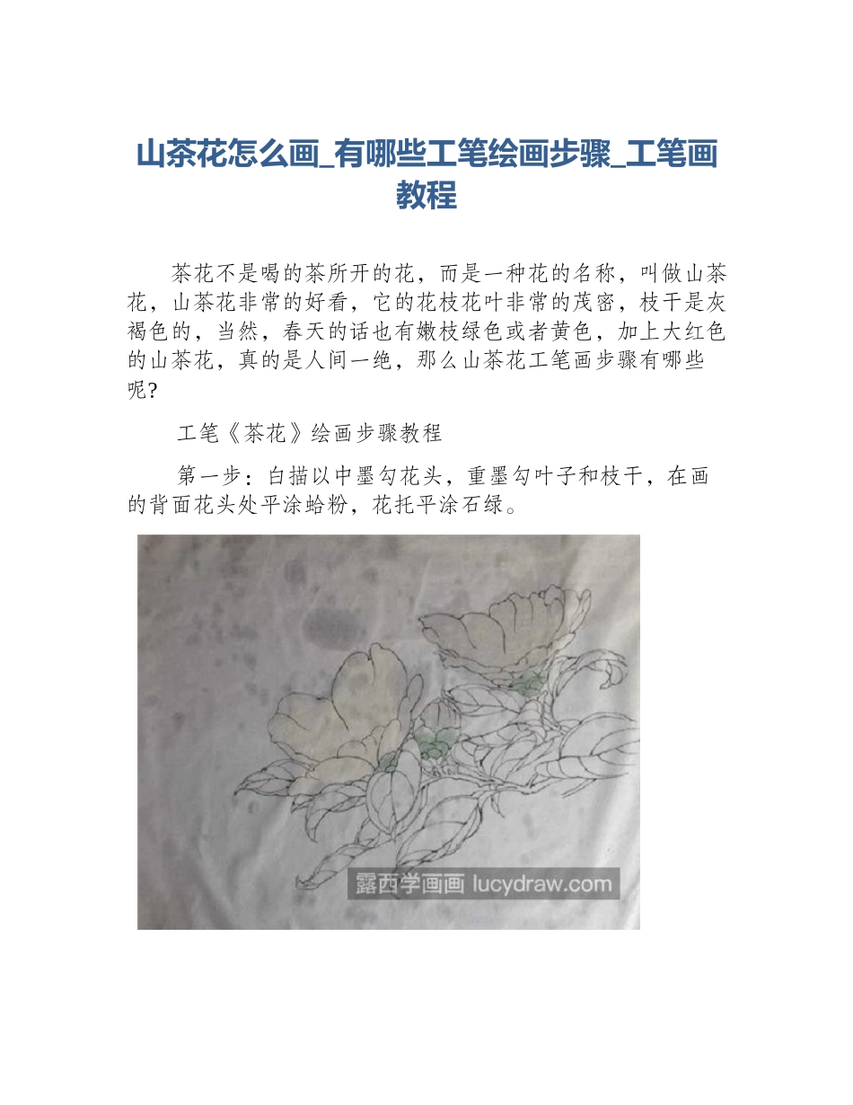 山茶花怎么画_有哪些工笔绘画步骤_工笔画教程_第1页