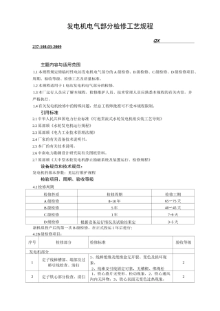 发电机电气部分检修工艺规程