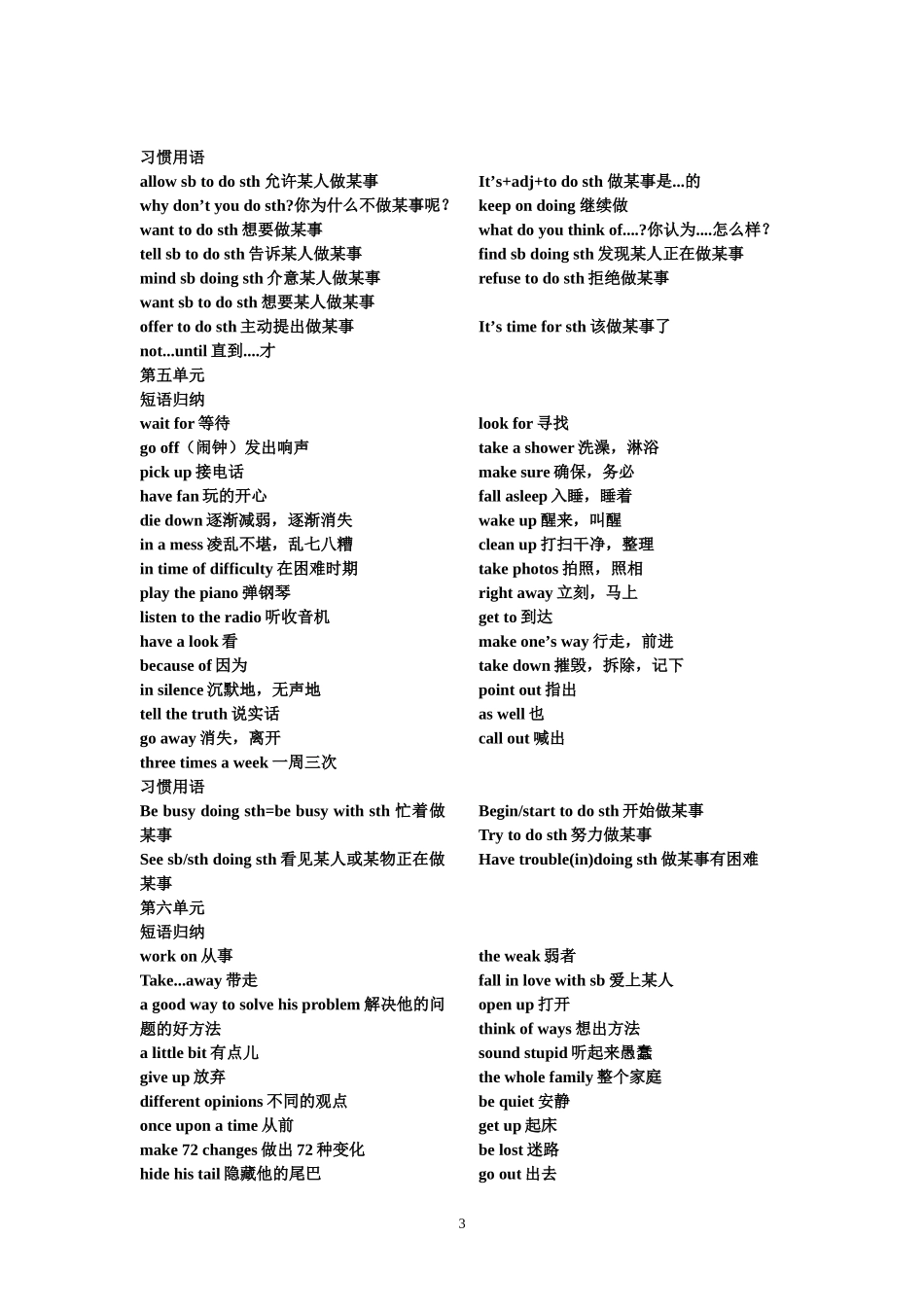 八年级下册重点短语及习惯用语归纳_第3页