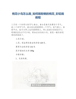 桃花小鸟怎么画_如何画粉嫩的桃花_彩铅画教程