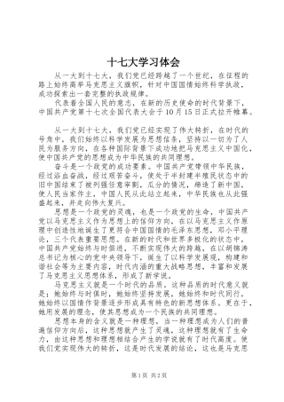 十七大学习体会