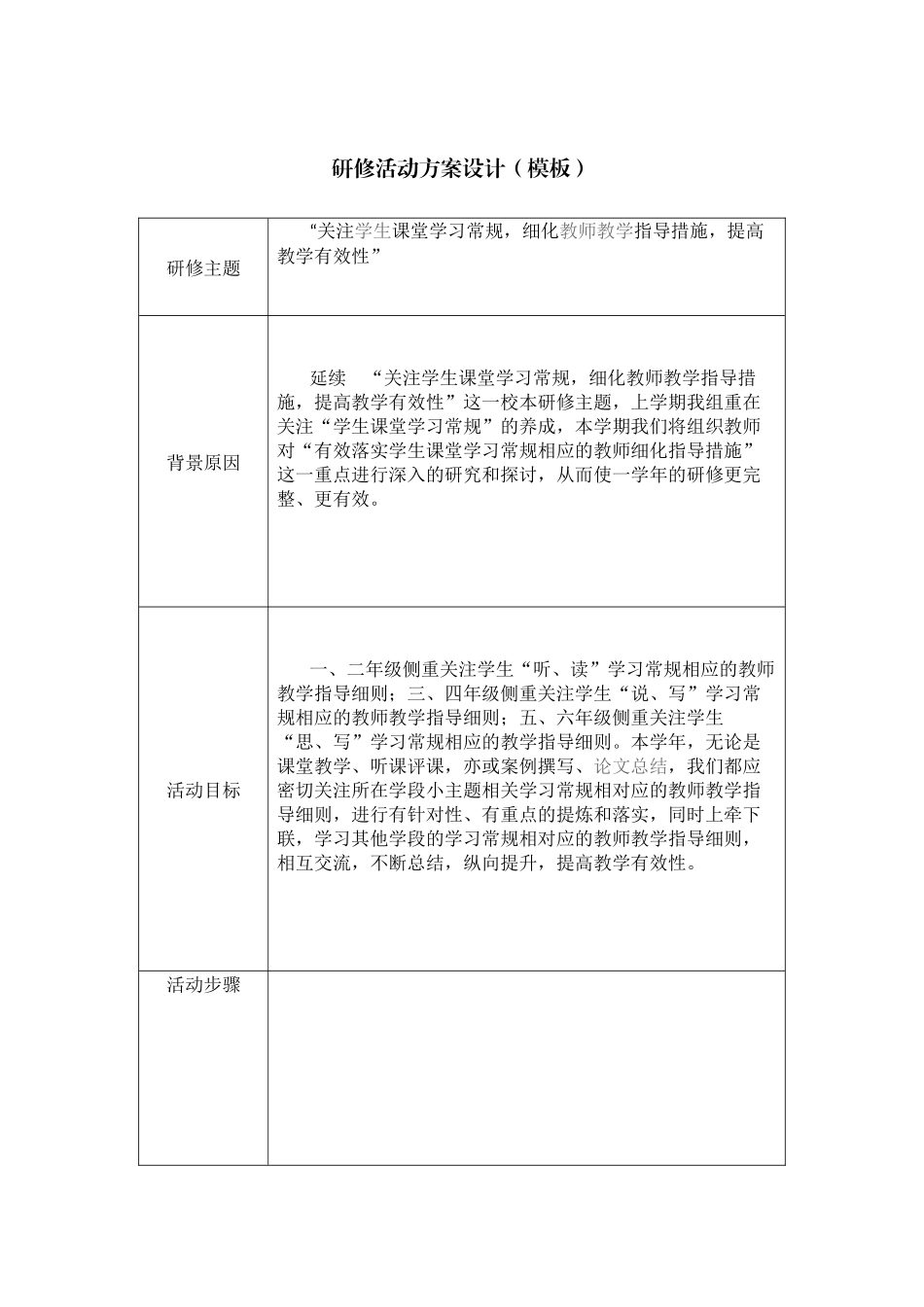 “关注学生课堂学习常规，细化教师教学指导措施，提高教学有效性”_第1页