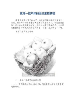 素描一篮苹果的画法素描教程